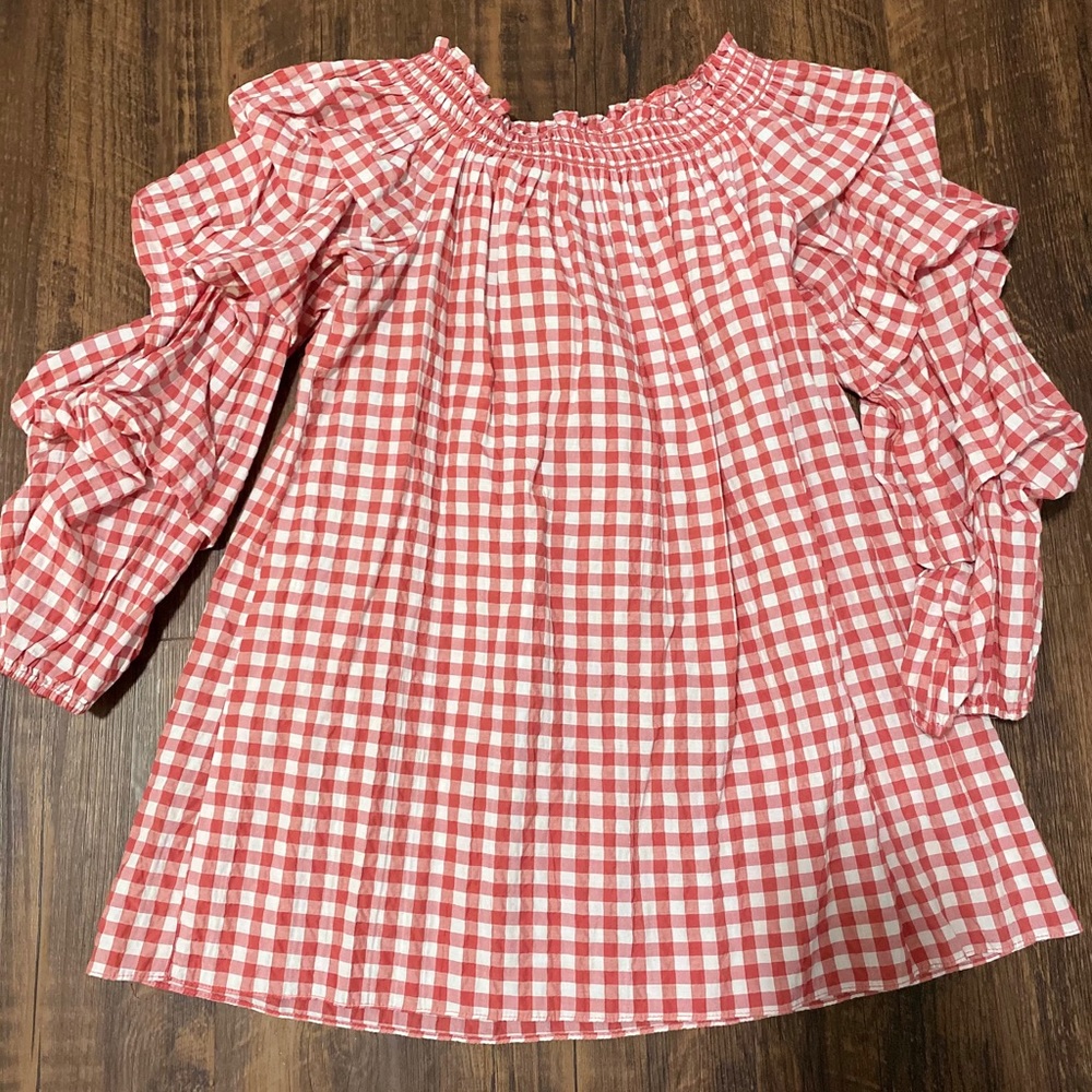 Max Studio Red and White Pattern Shirt